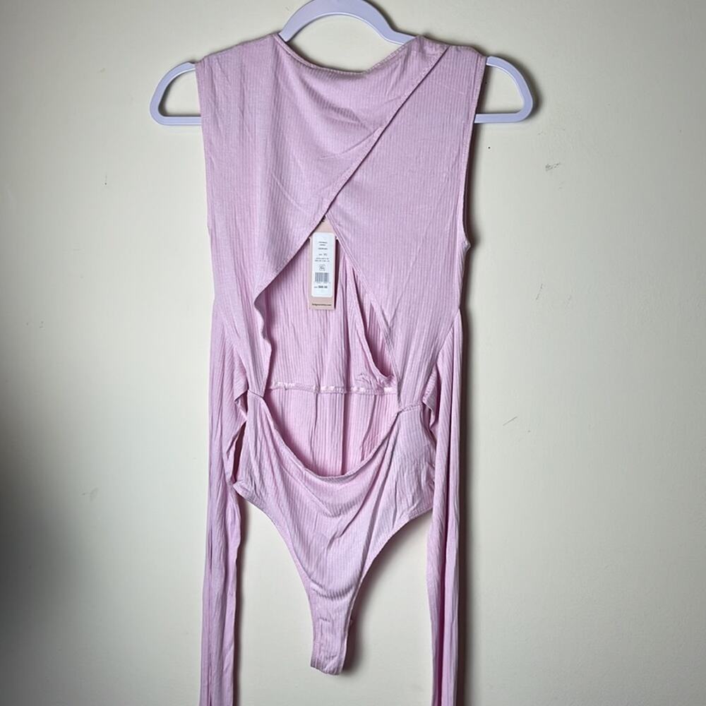 BCBGeneration Surplice Wrap Tie Knit Bodysuit in Lilac NWT SIZE XS - Picture 9 of 11